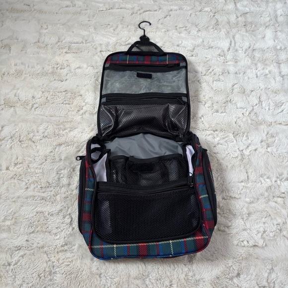 L.L. Bean Multicolor Plaid Travel Hanging Toiletry Bag - Picture 2 of 4